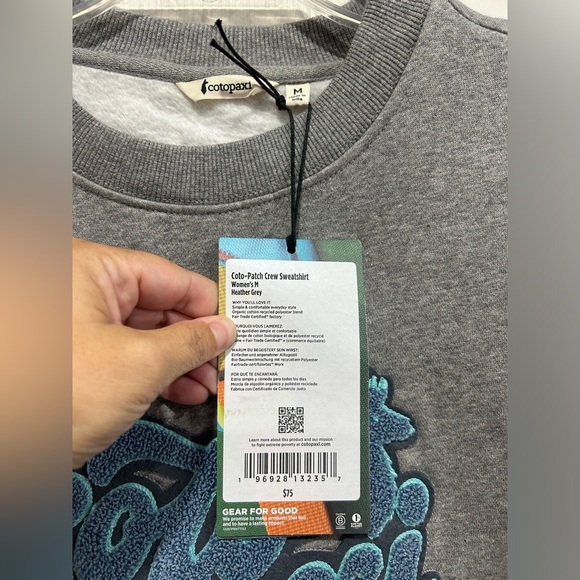 Cotopaxi Women's Medium Coto-Patch Crew Sweatshirt Heather Grey NWT - Picture 7 of 7